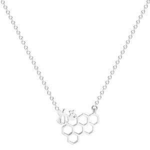 Silver Honeycomb Bee Necklace